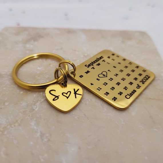 Custom Wedding Date Keychain, Anniversary Date Gift, Engagement Date Gift, Wedding Custom Date Personalized Calendar Month Key chain