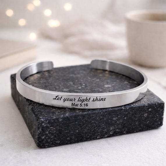 Let your Light Shine, Mat 5:16 - Bible verse Bracelets | Christian Jewelry, Bible Jewelry, Inspirational Religious cuff