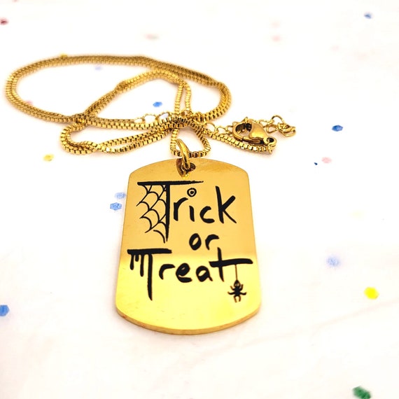 Customize Trick or treat gift Spooky Necklace Halloween 2022 for men women kids WITH Halloween Charm & spooky necklace for a Happy Halloween