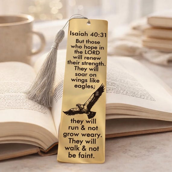 Isaiah 40:31 Biblical Prayer Metal Bookmark, Personalized Christian Gift