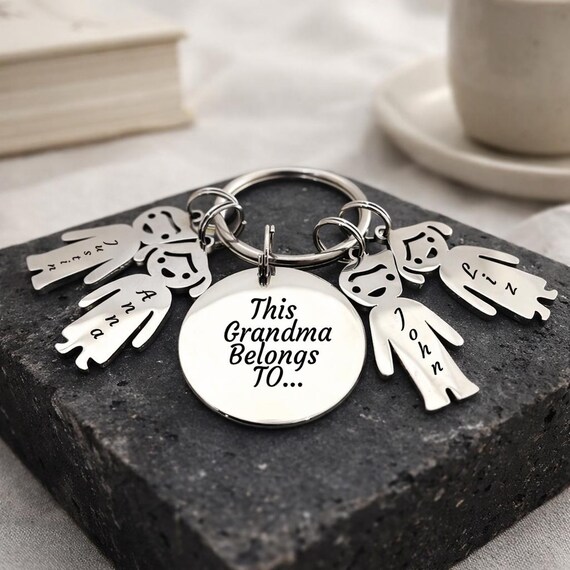 This Grandma Belongs To, Nana Nanny Grandmother Gift, From Kids, Granny, Mothers Day Gift, Gift for Her, Personalised Engraved Gift Keychain