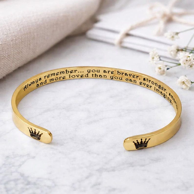Daughter Gift - Always Remember You Are Braver, Stronger, Smarter more loved than imagine. Yellow Gold