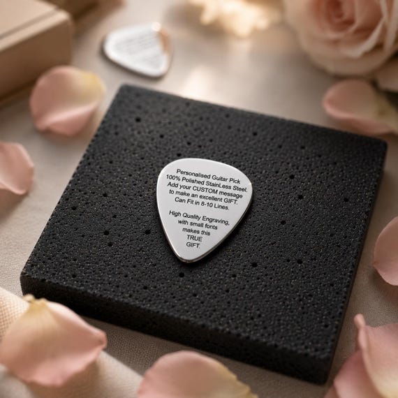 Up to 10 line engraved guitar pick Christmas Gift / Personalized message guitar pick on each side