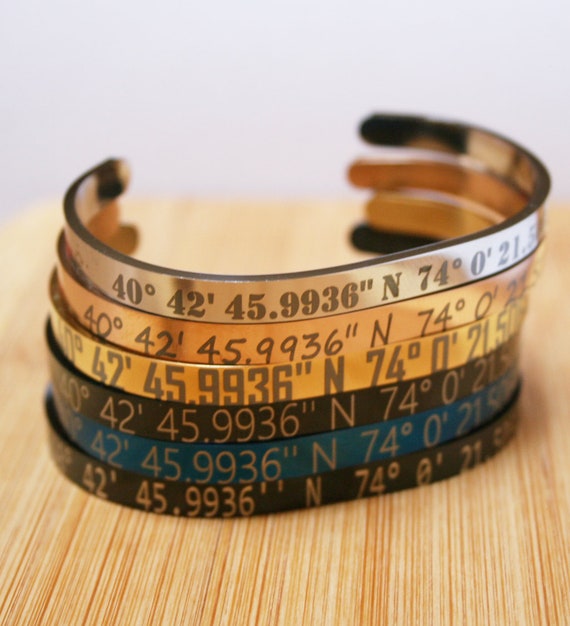 Custom Coordinate Bracelet bangle for men women Couple Cuff Gift