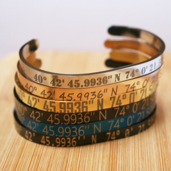 Custom Coordinate Bracelet bangle for men women Couple Cuff Gift