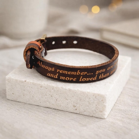 Personalized leather Inspirational bracelet Customized with names men's women's couples Unisex