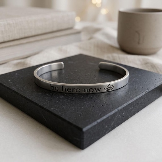 Be Here Now Mindfulness Bracelet, Jewelry Gift for Mom, mother daughter jewelry, Christmas, Birthday & Anniversary Gifts