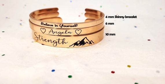 Rose Gold Personalizable bracelet jewelry & Custom Engraved Gifts for Women.