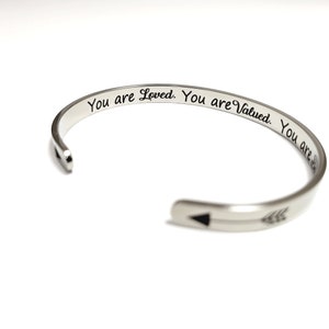 You are Loved you are Valued you are Beautiful CUFF Bracelet for Christmas Gifts stocking stuffers kids women girls adults teens boys mom