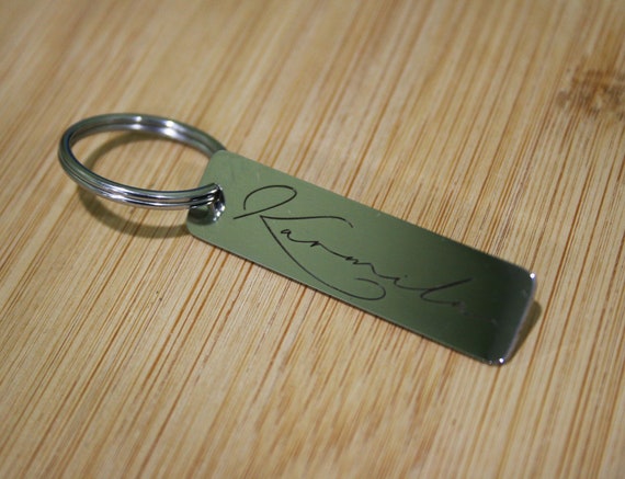 Your Actual Signature keychain Engraved for Men women him her Boyfriend. Custom Engraved Handwriting Keychain.