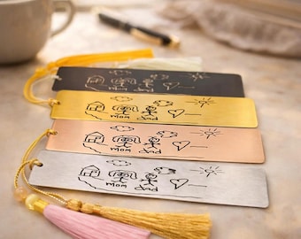 Actual handwriting drawing bookmark, Childrens Art bookmarks, Real handwriting, Real handwriting gifts, Handwriting gift, Engraved bookmark