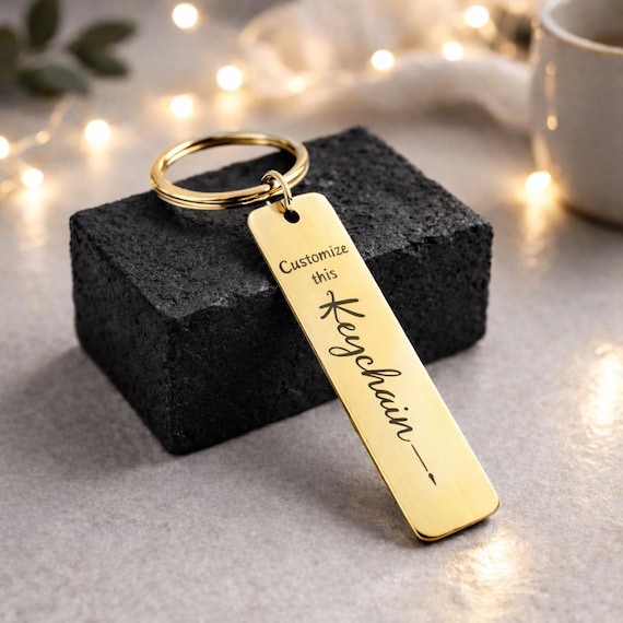 Custom Engraved Keychain, Personalized Metal Keychain, Engraved Gift. Laser Engraved With Your Text. Create a Personalized Keychain.