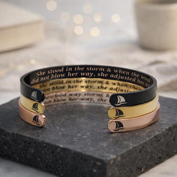 Mother's Day Gift from Son or Daughter  - She stood in the storm bracelet cuff jewelry for Mom