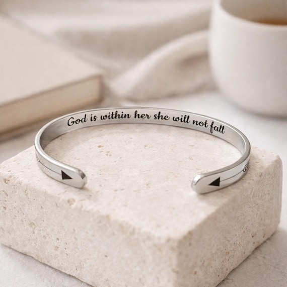 God is within her she will not fall, Religious Jewelry, Mustard Seed Jewelry Bracelet, Christian Gift, Gifts for Her