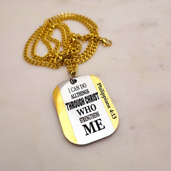 I can do all things through Christ who Strengthens me. Philippians 4:13 Thick Pendant for Men Women Kids Girls Boys