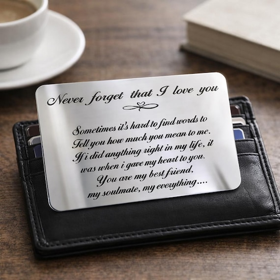 Your Text on customized Wallet Insert Card for boyfriend husband him her Anniversary Gifts
