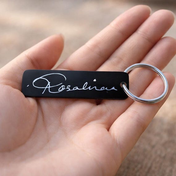 Your Actual Signature Handwriting key chain Engraved for Men women him her Boyfriend
