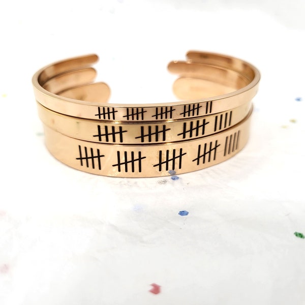 Personalized Tally mark Bracelet | Wedding Anniversary Rose Gold Bracelet 5th, 6th,7th, 8th,9th, 10th, 15th,17th,19th  gift for her women