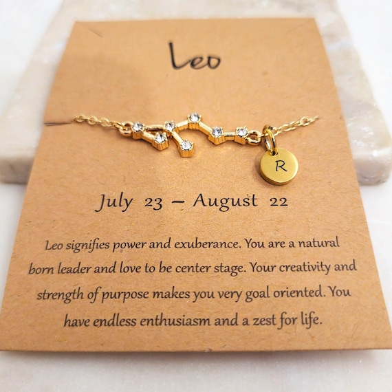 Custom Initials on Zodiac Celestial Bracelet | Gift for Her, Astrology Zodiac Constellation Jewelry | Zodiac Leo gift |