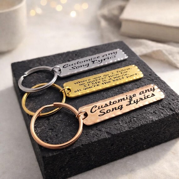 Customize any SONG Lyrics / POEM Key Chain Jewelry. Best Christmas Stocking Stuffer Gifts.
