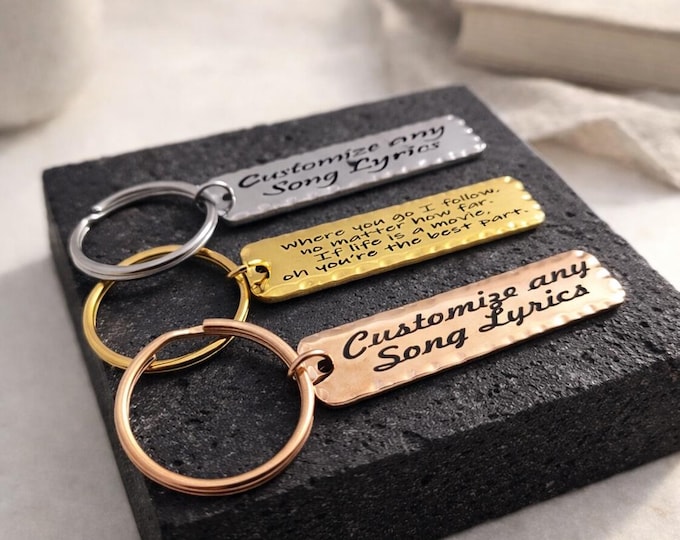 Customize any SONG Lyrics / POEM Key Chain Jewelry. Best Christmas Stocking Stuffer Gifts.