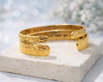 Hammered Engrave Bracelet Personalized gifts custom engraved for women Men Gold Tone Anniversary Gift for Men Friend Girlfriend Wife Sister