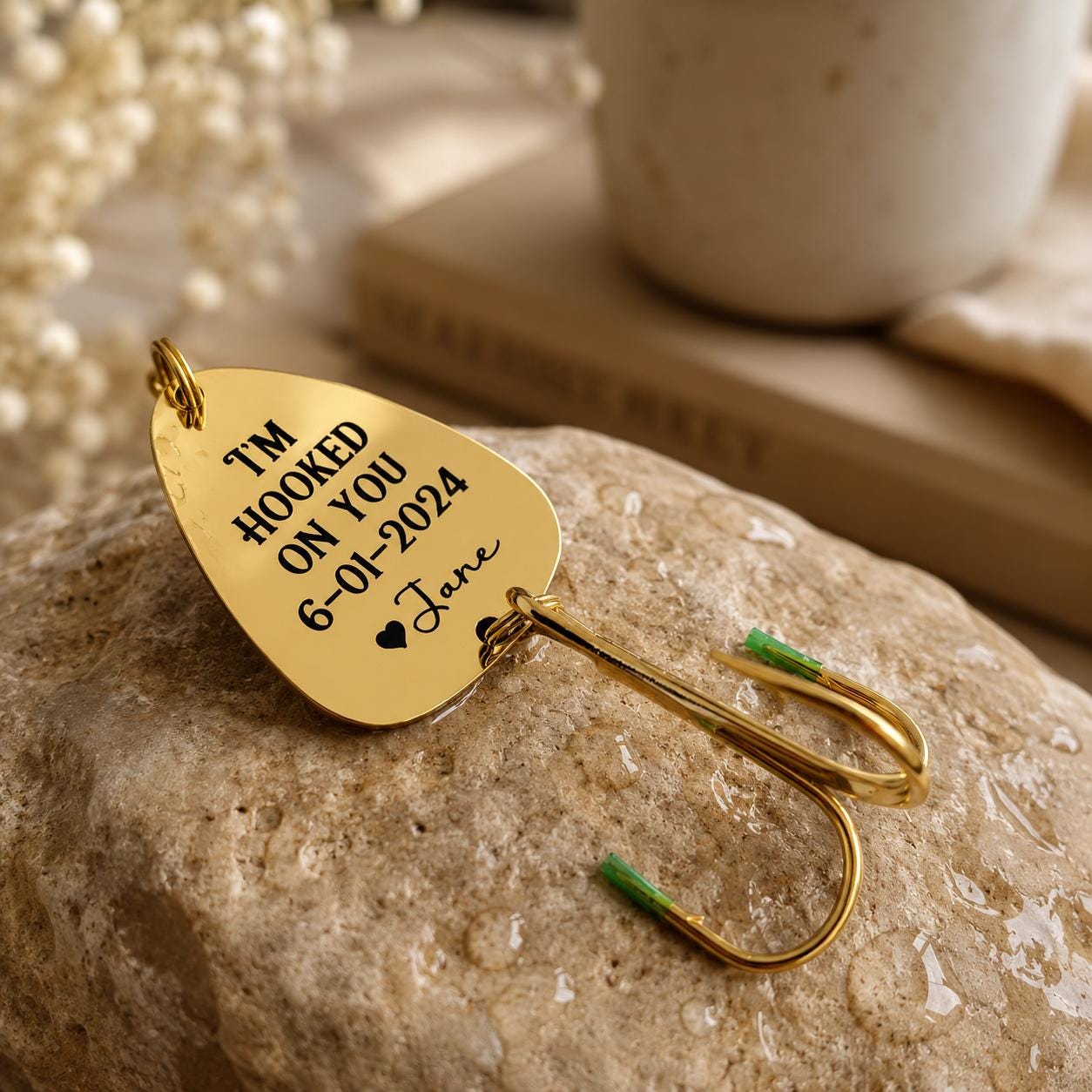 boyfriend fish hook Couple Gift I Will Love You Till The End of The Line Fishing Lure Husband Valentines Wedding Anniversary Christmas Birthday Gifts for Fiance Fishing Gifts for Him Her christmas gifts for fishing Boyfriend Customize I'm Hooked on You,