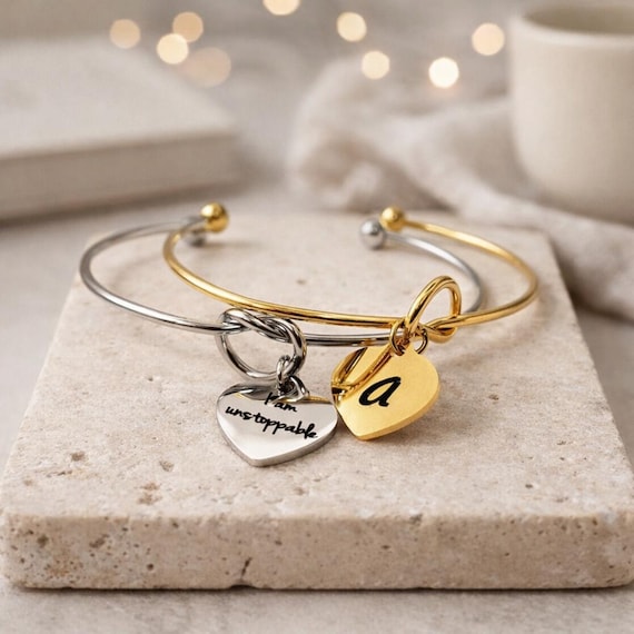 Love Knot Bracelet with initial Engraved for Women Girls Sister Girlfriend Teacher