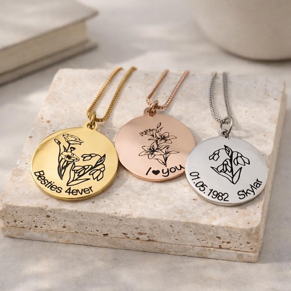 Birth Month Flower Bouquet Necklace, different flowers to choose, Christmas & Mothers day Jewelry Gift, Best Friend, Birthday Present
