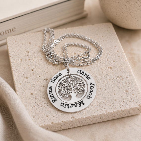 Personalized Tree of Life Necklace - Tree Family Necklace. Kids Name Necklace, Grandma Necklace, Sister Necklace