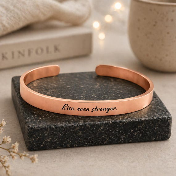 Resilience Quote Bracelet - Inspirational, Motivational Bracelets "Rise Even Stronger" for Women & Men