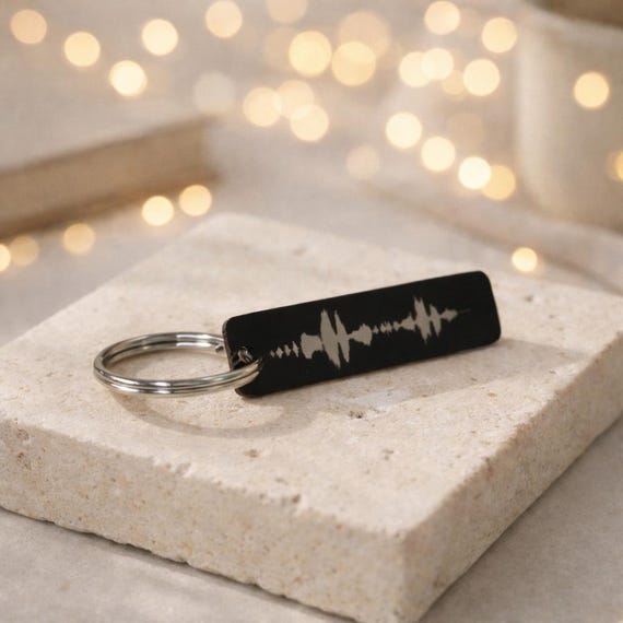 Custom 2 Sided Soundwave Keychain -Engraved Baby Waveform Ultrasound Heartbeat Gift for Dad, Mom Grandparentssound Keyrings