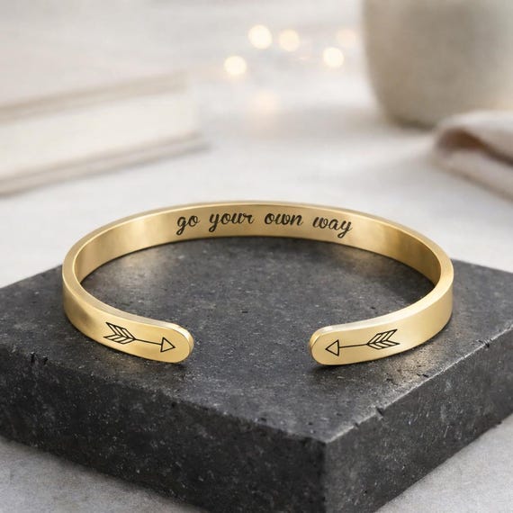Go Your Own Way Cuff -  Encouragement Gift Jewelry. Mantra Bracelet for  Empowered Women - inspirational cuff