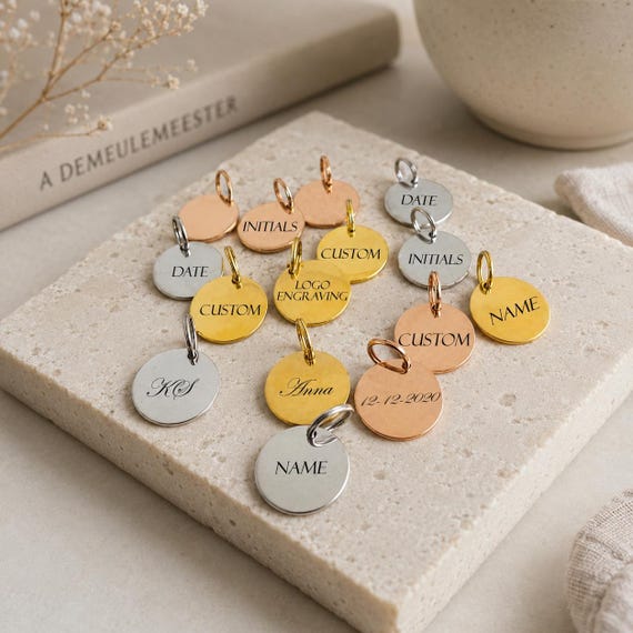 1/5/10 PCS Custom Charms engraving, personalized Round Add on Tag Stainless Steel Jewelry Supplies 1.5cm diameter