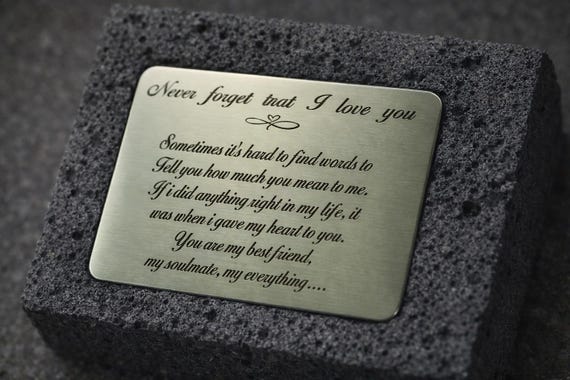 STEEL Wallet Insert Personalized Custom Card with Text Deep Engraved that Last Forever for Him Her BoyFriend Girlfriend Spouse