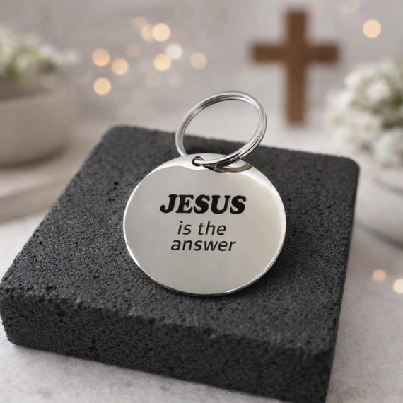 Christian Gifts, Jesus Is The Answer Christian KEYCHAIN, Christian KEY RING. Easter gift