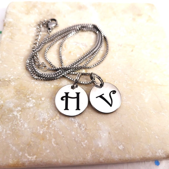 Custom Initial Necklaces for Men & Women, Tiny Initial Necklace, Dainty Personalized Letter Necklace - Steel Silver Initial Necklace