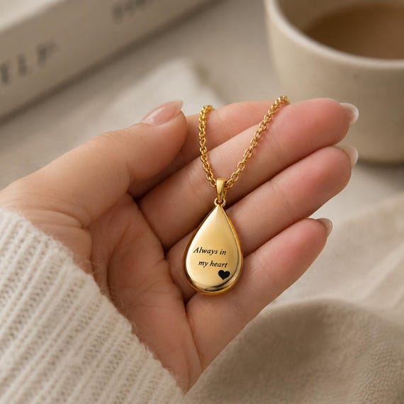 Custom Name Urn Necklace, Tear Drop Urn Necklace for Ashes, Custom Engraved Ashes , Personalized Memorial Jewelry