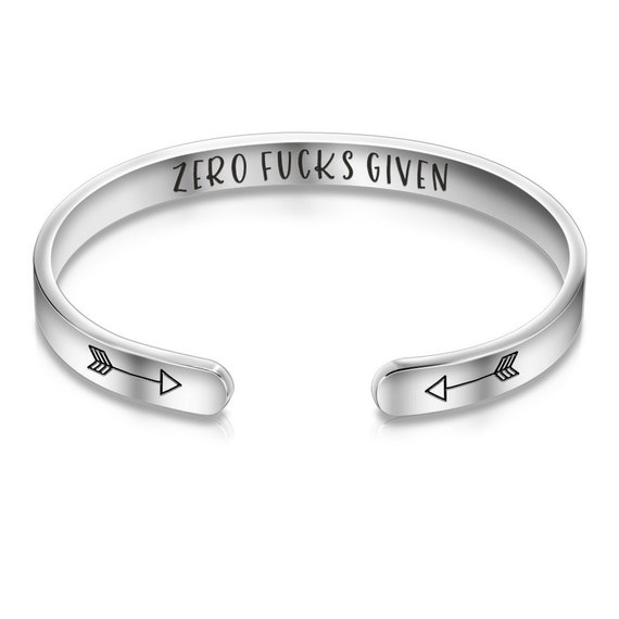 Zero Fucks Given Bracelet Funny Gag Gifts Curse Word Jewelry for Women Unique Motivational Mantra Cuff Friend Encouragement Gifts