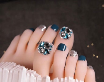 Press on Toenails | Rhinestone nails | Stick on nails | Instant Pedicure