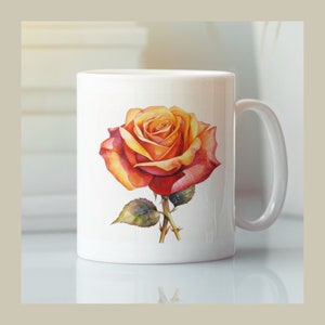 Gift Mug, Orange Rose, Ceramic Mug, 11oz, Mom Gift, Grandma Gift, Anniversary Gift,  Teacher Gift