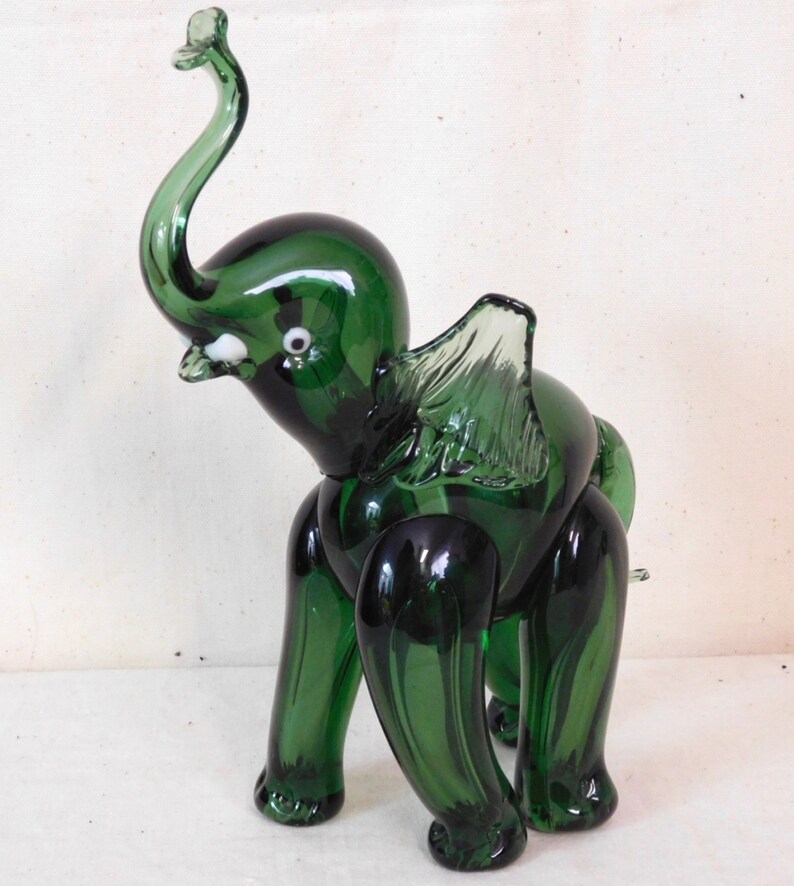Large Green Glass Elephant Image 0