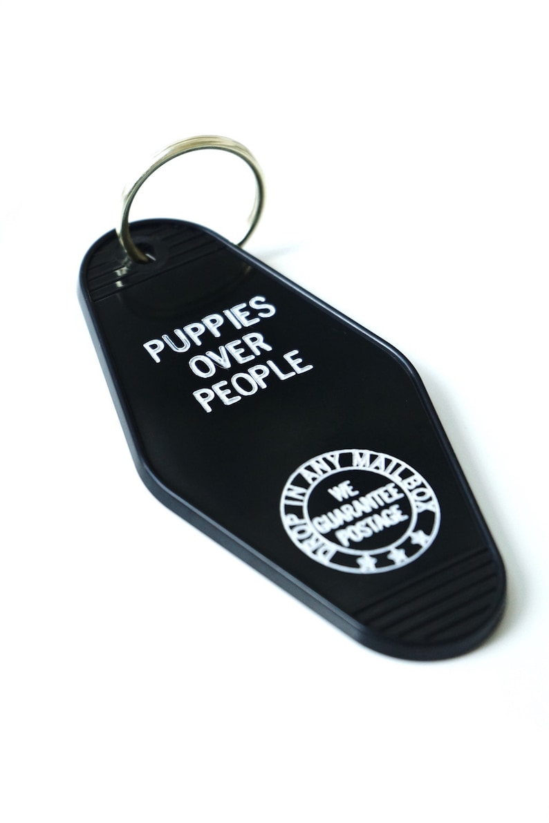 puppies over people key tag goth dog owner gift