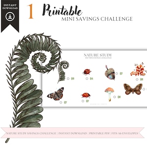 Nature Study Mini Savings Challenge | Low Budget Challenge | Low Income Savings | Fits A6 Envelope | Save 50 | PDF Download Only