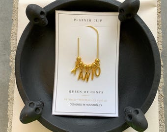 Personalized Monogram Paper Clip Bookmark Gold Initial Charm Planner Accessory