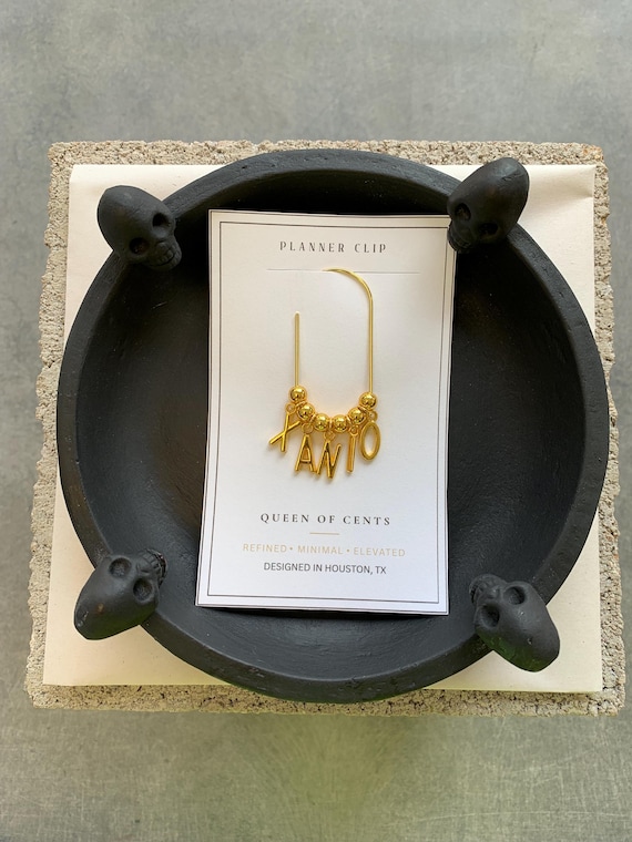 Personalized Monogram Paper Clip Bookmark Gold Initial Charm Planner Accessory