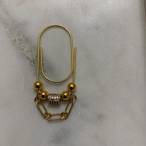 Planner Paper Clip | Maximalist CZ Chain Charm Bookmark for Journal | Accessories | Adorable Planning Accessory | Book Placeholder Charm