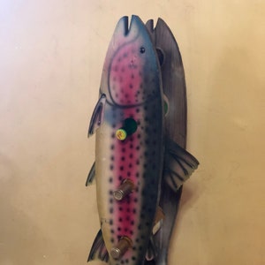 Fish Wine Bottle Holder beautiful painted. Holes for three bottles. Will be a great accessory to any bar.