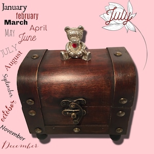 Birthstone Bear Musical Jewelry or Trinket Box. Music Options Below. Made In Texas