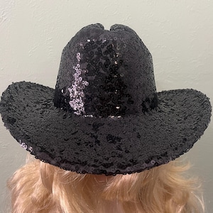 Western Hat Black Covered with Sequins.  This is truly a hat for the person who wants a unique look. This hat is a show stopper.